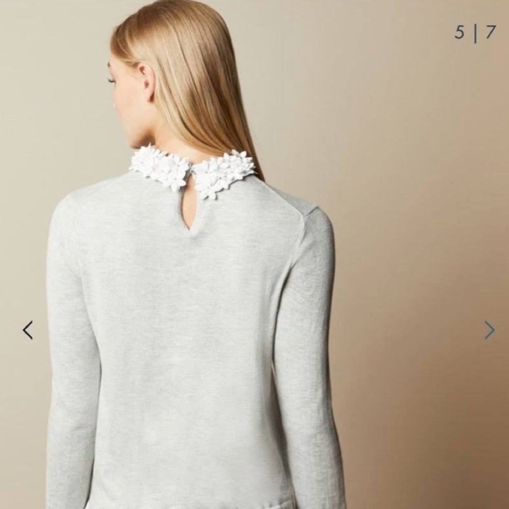 Ted Baker Nansea Floral Collar Mockable Grey Sweater - Picture 6 of 12